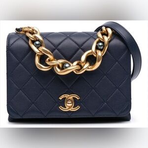 Chanel Blue Top handle Gold and Pearl Pre fall Collection 2021